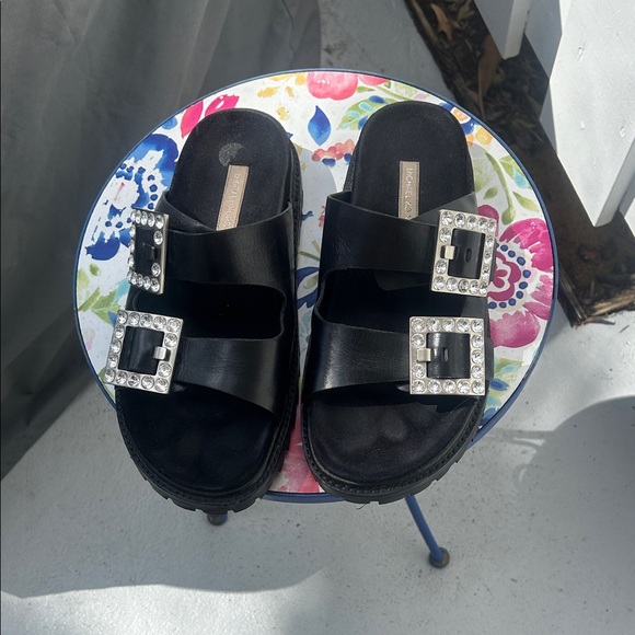 Michael Kors Black Sandals with Crystal Buckles - Picture 2 of 7